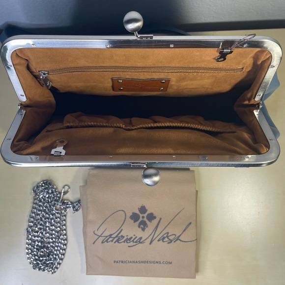 Patricia Nash Casini Leather Frame Satchel - Blue Looped Weave - Picture 8 of 8